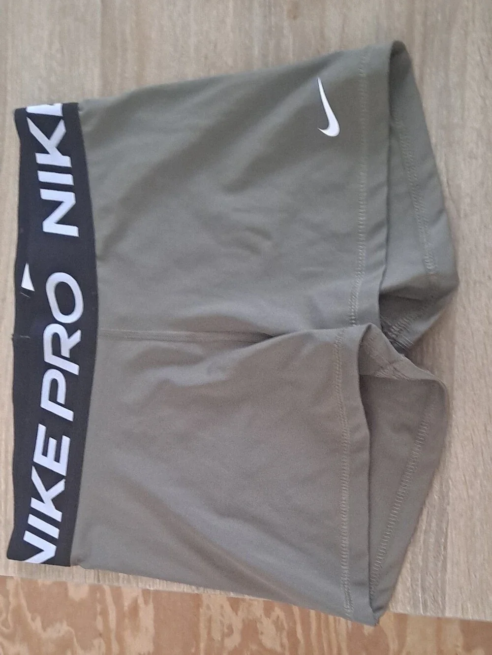 Nike Olive Green Pro Compression Shorts with White Swoosh